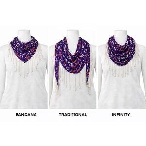 Lisa Rinna Collection Womens Triangle Scarf One Size Fringe Plum Purple NWT